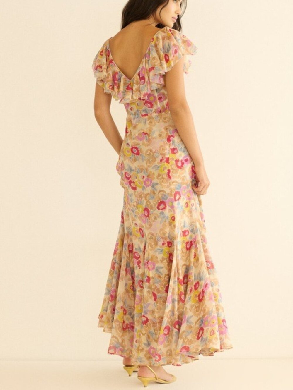 DOEN AMÉRELLE DRESSIN JARDIN DE CAMELIAS Floral V-Neck Maxi Dress, XS - Picture 2 of 9